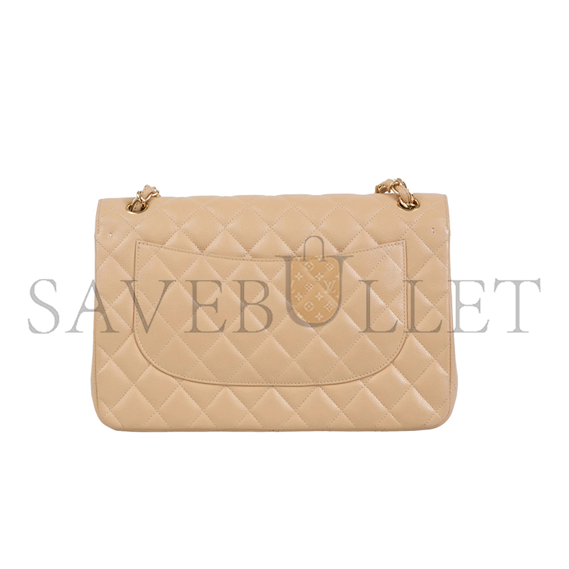 Ch**el jumbo classic double flap bag beige caviar gold hardware (30*21*9cm)